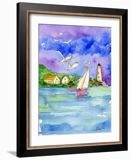 Sailboat Near the Shore-sylvia pimental-Framed Art Print