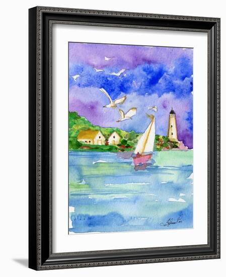 Sailboat Near the Shore-sylvia pimental-Framed Art Print