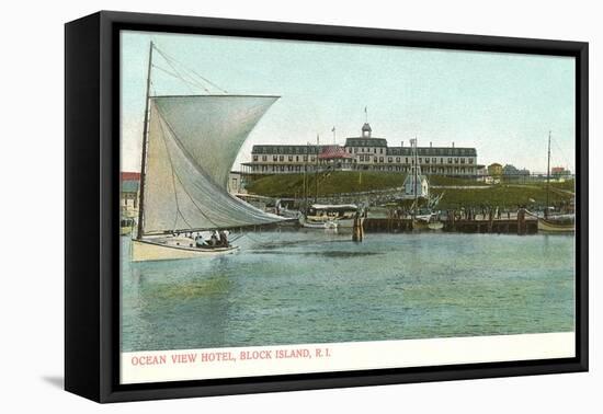 Sailboat, Ocean View Hotel, Block Island, Rhode Island-null-Framed Stretched Canvas