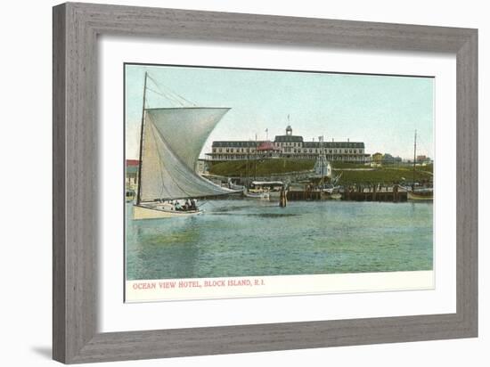 Sailboat, Ocean View Hotel, Block Island, Rhode Island-null-Framed Art Print