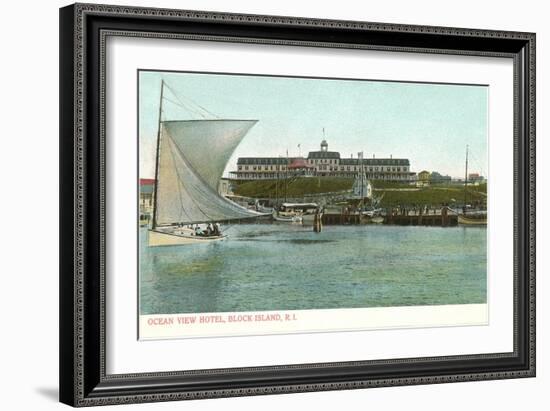 Sailboat, Ocean View Hotel, Block Island, Rhode Island-null-Framed Art Print