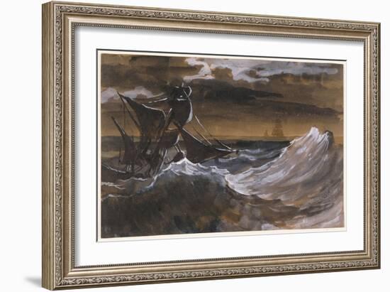 Sailboat on a Raging Sea, c.1818-9-Theodore Gericault-Framed Giclee Print