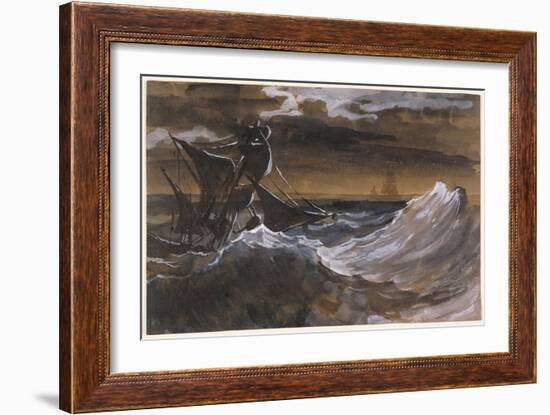 Sailboat on a Raging Sea, c.1818-9-Theodore Gericault-Framed Giclee Print