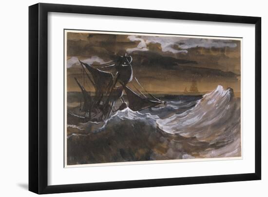 Sailboat on a Raging Sea, c.1818-9-Theodore Gericault-Framed Giclee Print