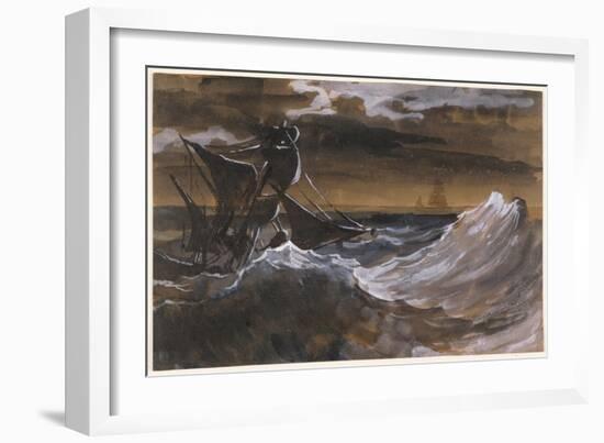 Sailboat on a Raging Sea, c.1818-9-Theodore Gericault-Framed Giclee Print