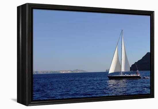 Sailboat on Aegean Sea Santorini Greece-null-Framed Stretched Canvas