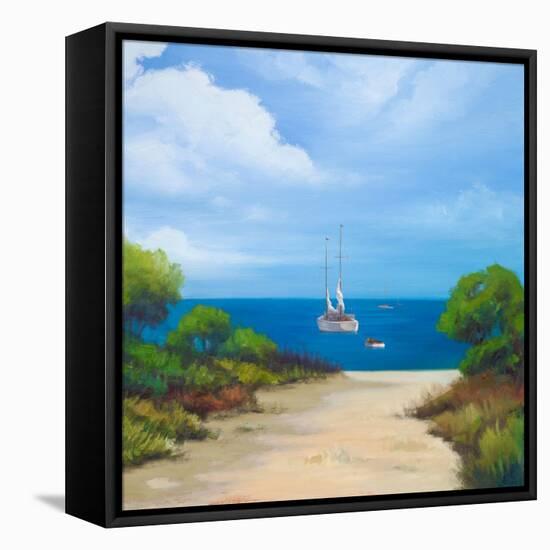 Sailboat on Coast II-Vivien Rhyan-Framed Stretched Canvas