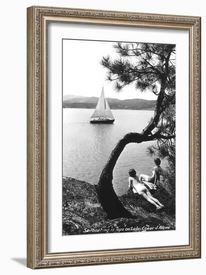 Sailboat on Lake Coeur d'Alene, Idaho-null-Framed Art Print