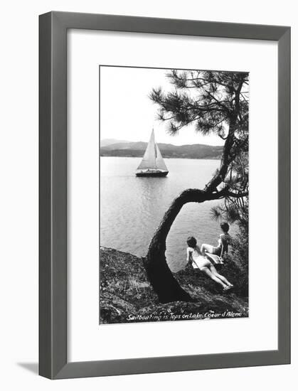 Sailboat on Lake Coeur d'Alene, Idaho-null-Framed Art Print