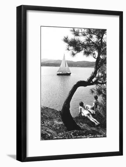 Sailboat on Lake Coeur d'Alene, Idaho-null-Framed Art Print