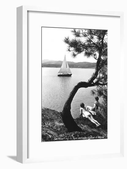 Sailboat on Lake Coeur d'Alene, Idaho-null-Framed Art Print