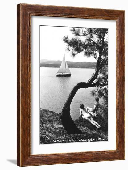 Sailboat on Lake Coeur d'Alene, Idaho-null-Framed Art Print