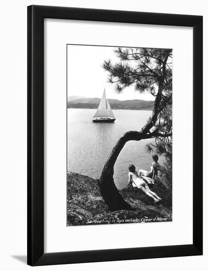 Sailboat on Lake Coeur d'Alene, Idaho-null-Framed Art Print