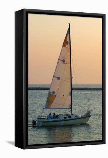 Sailboat on Lake Michigan, Indiana Dunes, Indiana, USA-Anna Miller-Framed Premier Image Canvas