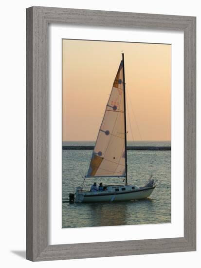 Sailboat on Lake Michigan, Indiana Dunes, Indiana, USA-Anna Miller-Framed Photographic Print