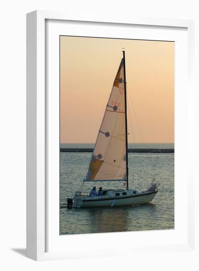 Sailboat on Lake Michigan, Indiana Dunes, Indiana, USA-Anna Miller-Framed Photographic Print