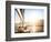 Sailboat on Sunset, Luxurious Water Transport, Bright Sun Light on the Sea, Evening Travel on Sail-Anna Omelchenko-Framed Photographic Print