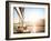 Sailboat on Sunset, Luxurious Water Transport, Bright Sun Light on the Sea, Evening Travel on Sail-Anna Omelchenko-Framed Photographic Print