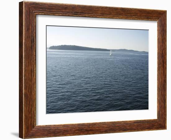 Sailboat on the Puget Sound Passes Blake Island, Washington State, United States of America-Aaron McCoy-Framed Photographic Print