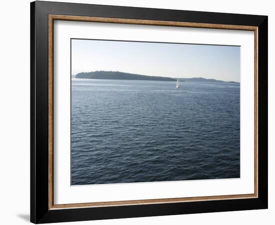 Sailboat on the Puget Sound Passes Blake Island, Washington State, United States of America-Aaron McCoy-Framed Photographic Print
