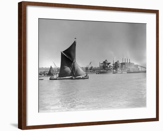 Sailboat Passes Ford Motor Works-null-Framed Photographic Print