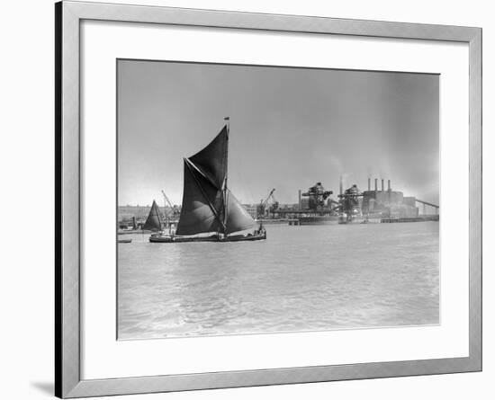 Sailboat Passes Ford Motor Works-null-Framed Photographic Print