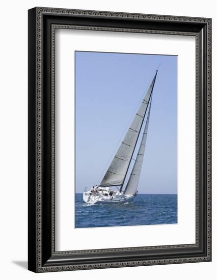 Sailboat Racing in the Blue and Calm Ocean against Sky-Nosnibor137-Framed Photographic Print
