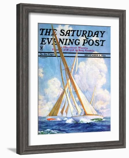 "Sailboat Regatta," Saturday Evening Post Cover, September 8, 1934-Anton Otto Fischer-Framed Giclee Print