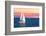 Sailboat Sailing towards Sunset on a Calm Evening-elenathewise-Framed Photographic Print