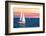 Sailboat Sailing towards Sunset on a Calm Evening-elenathewise-Framed Photographic Print