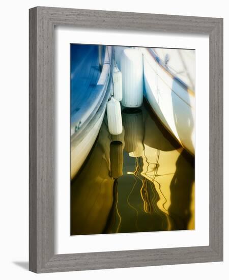 Sailboat summertime harbor-Savanah Plank-Framed Photo