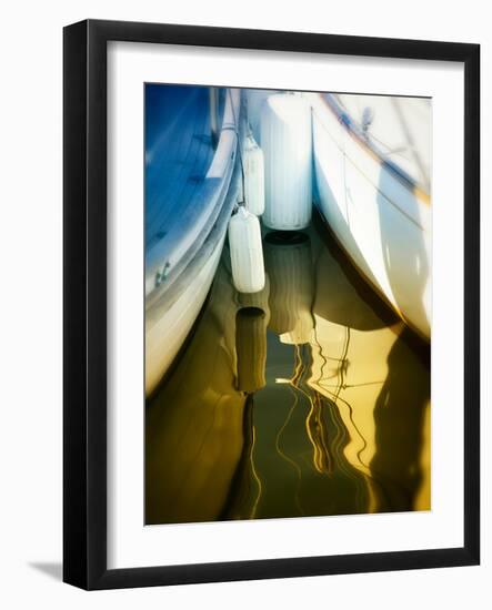 Sailboat summertime harbor-Savanah Plank-Framed Photo