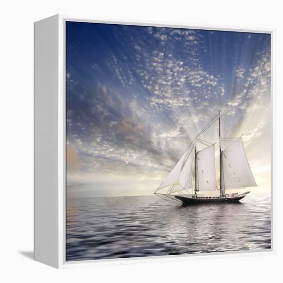 Sailboat Sun And Sky-rolffimages-Framed Stretched Canvas