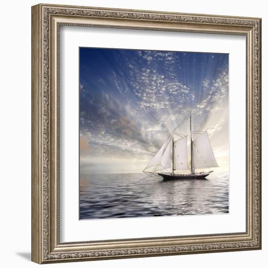 Sailboat Sun And Sky-rolffimages-Framed Art Print