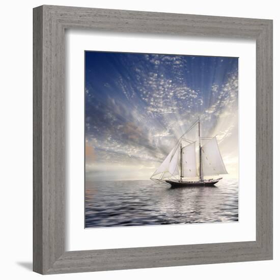 Sailboat Sun And Sky-rolffimages-Framed Art Print