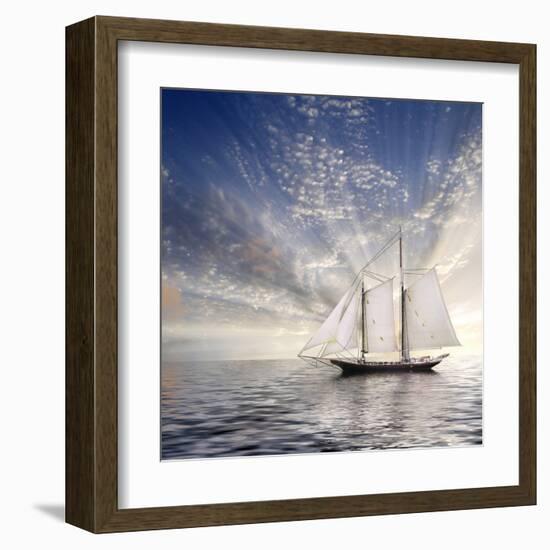 Sailboat Sun And Sky-rolffimages-Framed Art Print