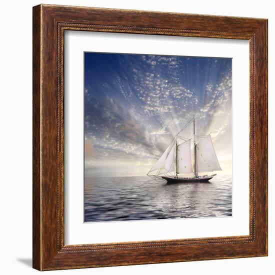 Sailboat Sun And Sky-rolffimages-Framed Art Print