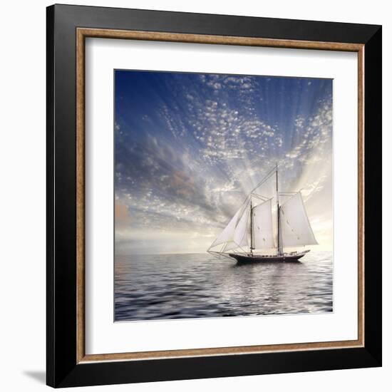 Sailboat Sun And Sky-rolffimages-Framed Art Print