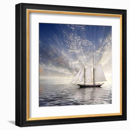 Sailboat Sun And Sky-rolffimages-Framed Art Print