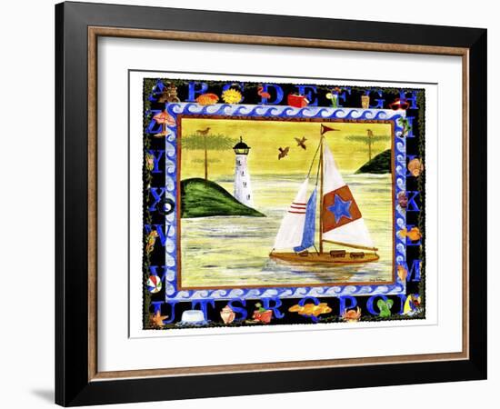 Sailboat Sunset Alphabet Beach-Cheryl Bartley-Framed Giclee Print