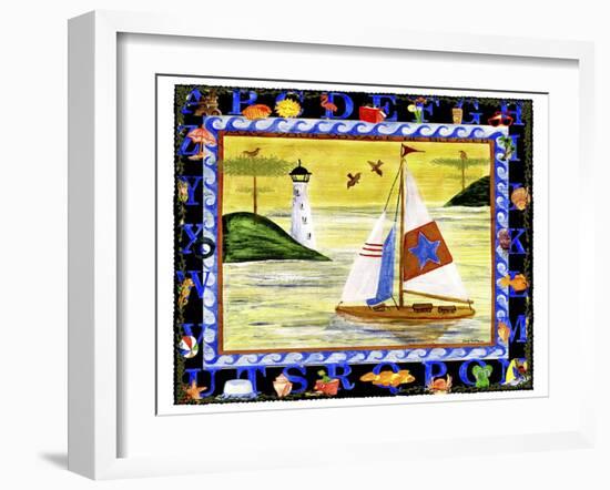 Sailboat Sunset Alphabet Beach-Cheryl Bartley-Framed Giclee Print