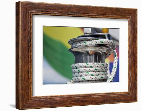 Sailboat Winch with Coiled Rope, San Juan Islands, Washington, USA-Jaynes Gallery-Framed Photographic Print