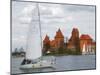 Sailboat with Island Castle by Lake Galve, Trakai, Lithuania-Keren Su-Mounted Photographic Print