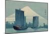 Sailboats and Mount Fuji.-Uehara Konen-Mounted Art Print