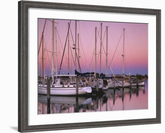 Sailboats at Dusk, Chesapeake Bay, Virginia, USA-Charles Gurche-Framed Photographic Print