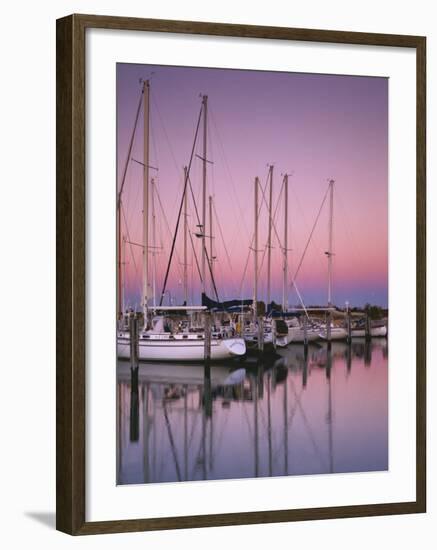 Sailboats at Dusk, Chesapeake Bay, Virginia, USA-Charles Gurche-Framed Photographic Print