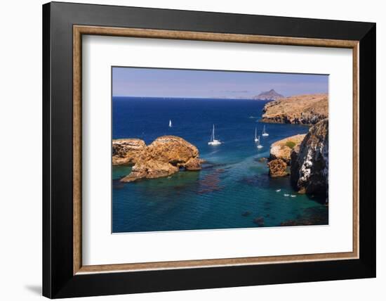 Sailboats at Scorpion Cove, Santa Cruz Island, Channel Islands National Park, California-Russ Bishop-Framed Photographic Print