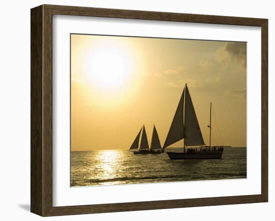 Sailboats at Sunset, Key West, Florida, United States of America, North America-Robert Harding-Framed Photographic Print