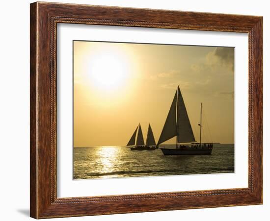 Sailboats at Sunset, Key West, Florida, United States of America, North America-Robert Harding-Framed Photographic Print