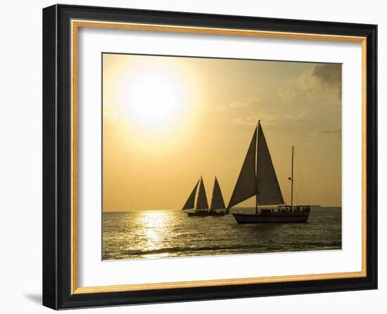 Sailboats at Sunset, Key West, Florida, United States of America, North America-Robert Harding-Framed Photographic Print